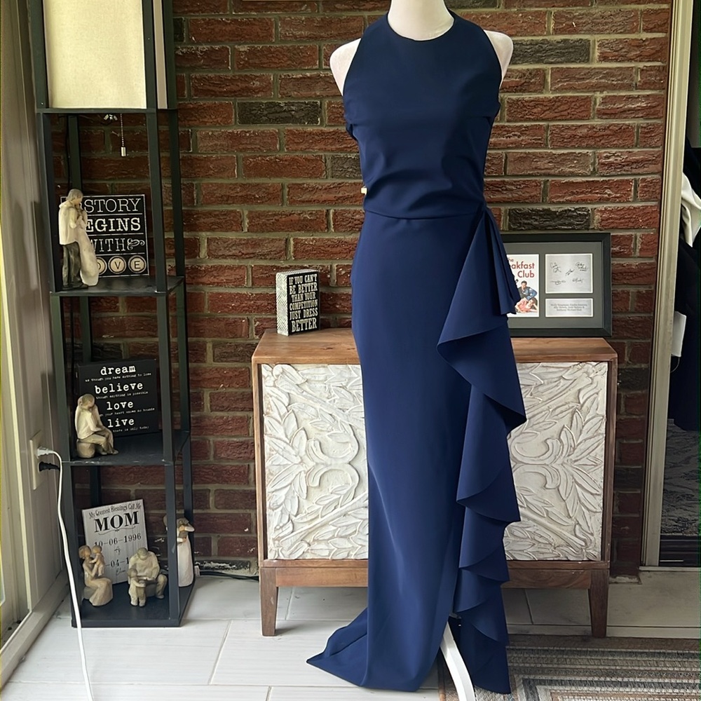 Chiara Boni La Petite Robe Thomas Ruffled Halter Gown NWT Size 8 - Picture 5 of 8